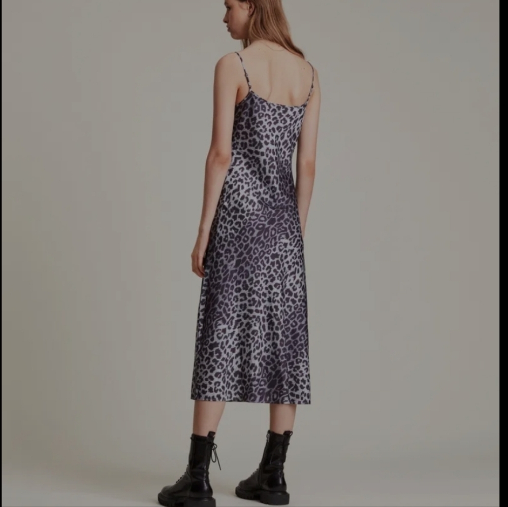 All Saints Animal Print Midi Dress- Black and Gray - Picture 2 of 6
